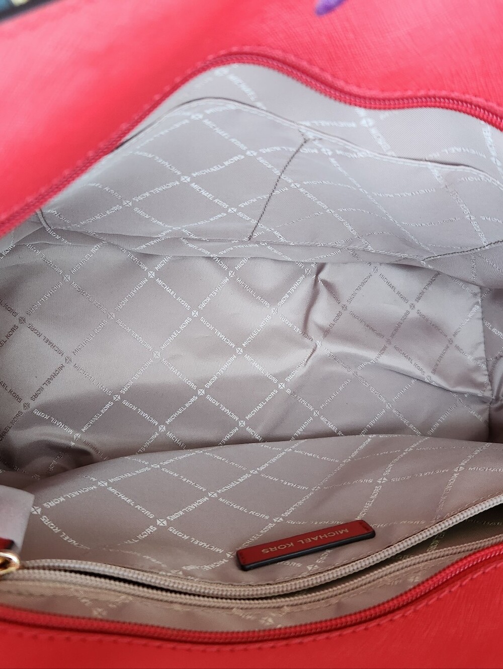 Michael Kors Red Saffiano Leather Tote - Picture 10 of 12